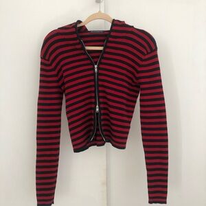 Cropped striped hoodie - Brandy